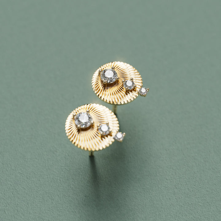 Aurora Unique Fluted Coin Diamond Earrings