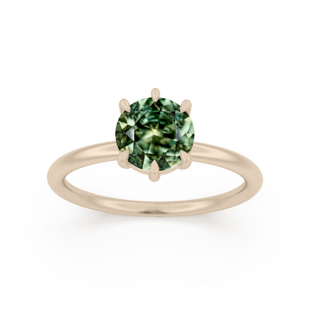 Round Green Sapphire Solitaire Engagement Ring By Valley Rose