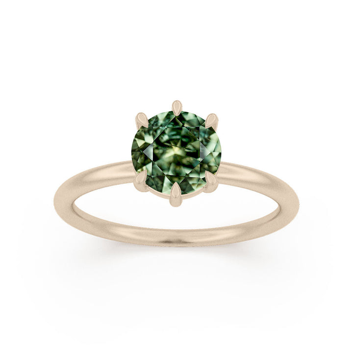 Round Green Sapphire Solitaire Engagement Ring By Valley Rose