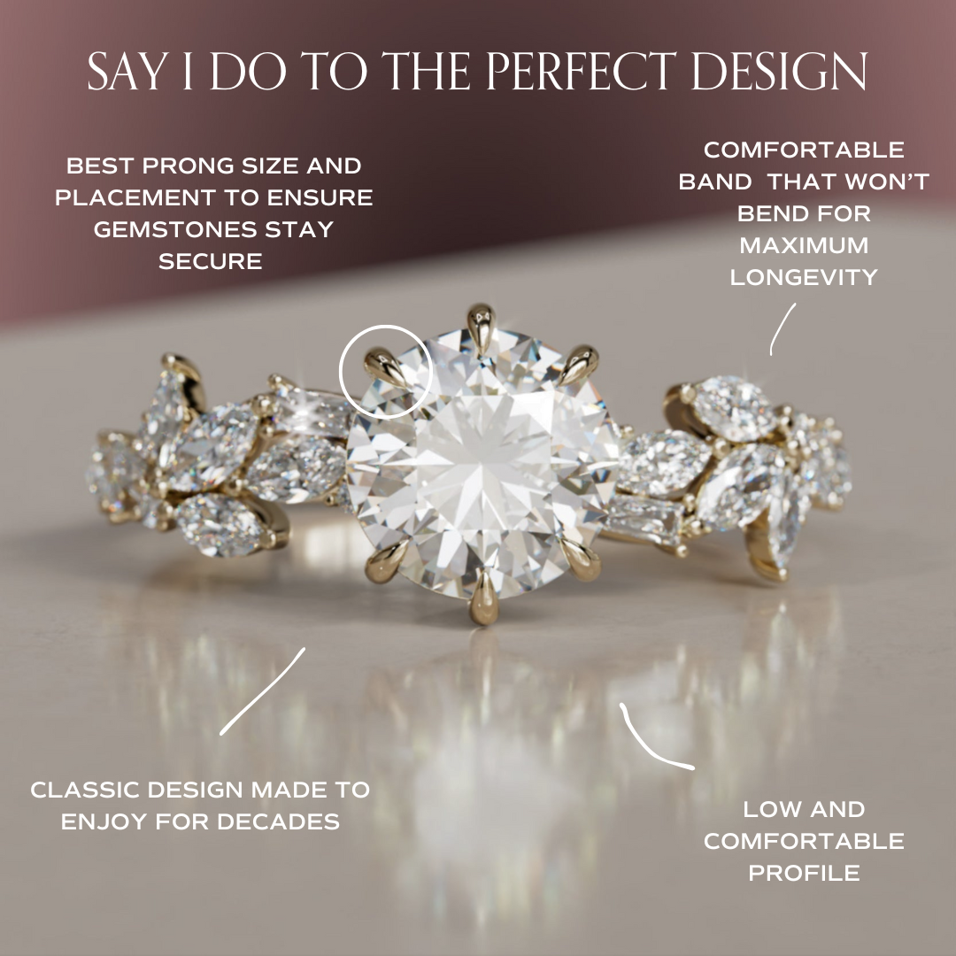 Azalea Round Lab Diamond Engagement Flower Ring Nature Inspired By Valley Rose