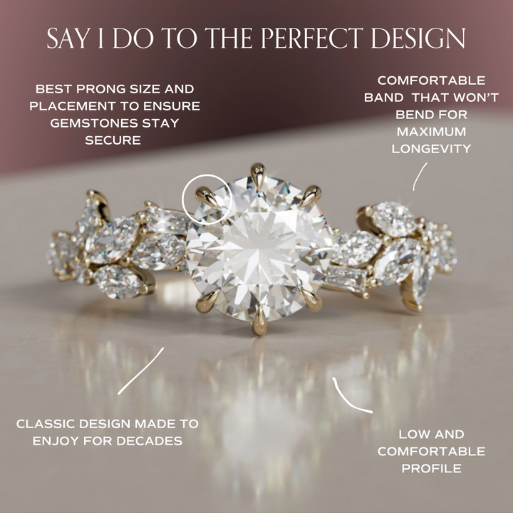 Azalea Round Lab Diamond Engagement Flower Ring Nature Inspired By Valley Rose