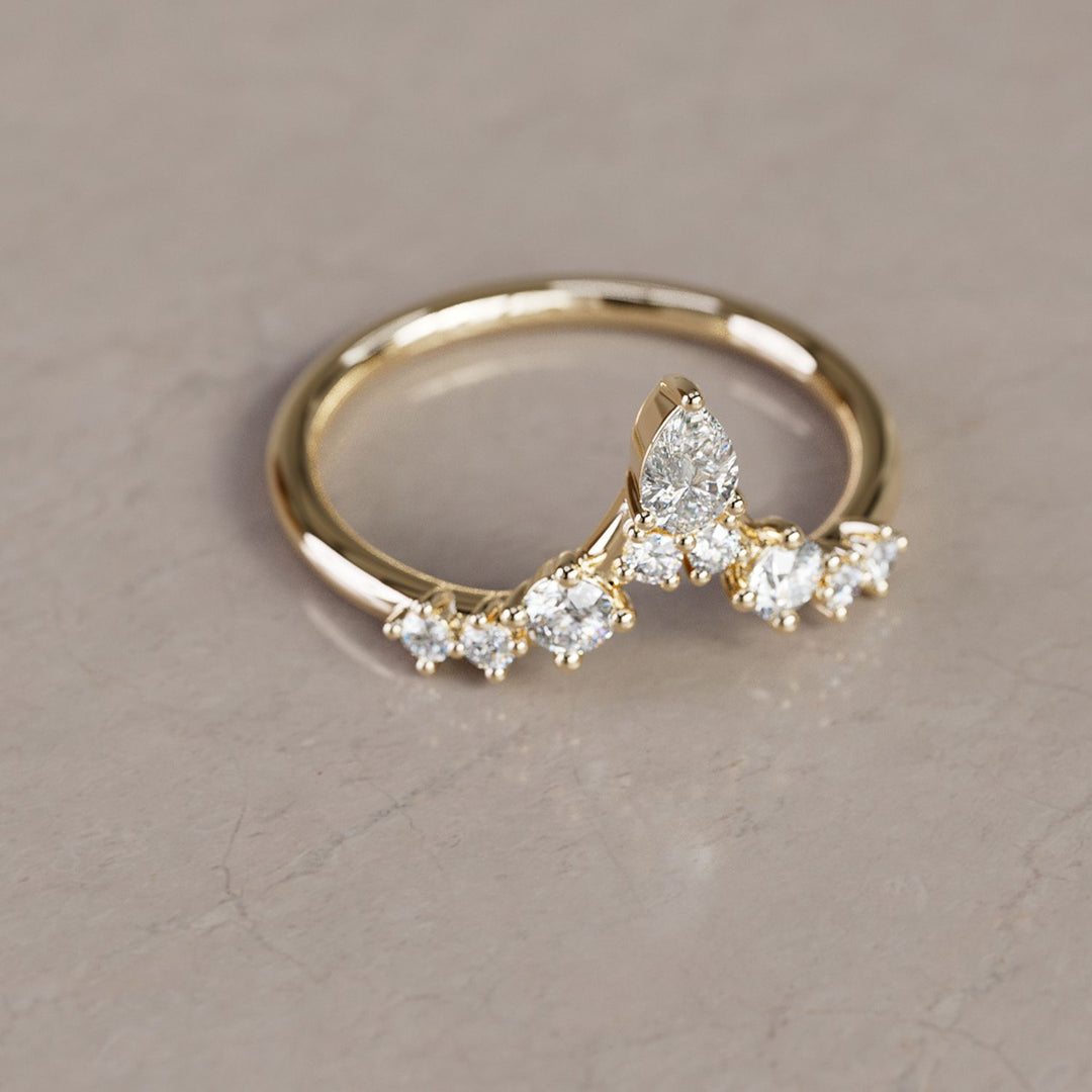 Bella V Shape Lab Diamond Stacking Wedding Ring