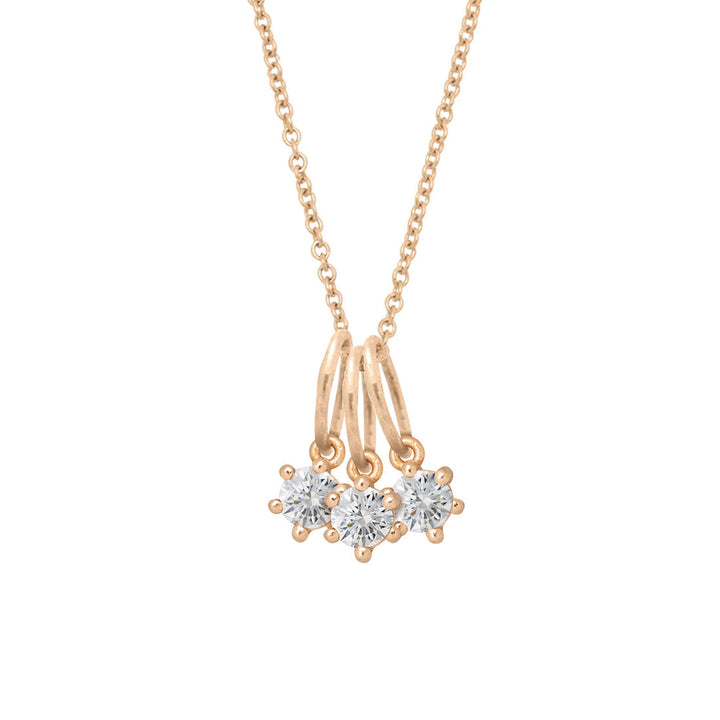 Ethical Lab Diamond Charm - 3mm April Birthstone Gold Necklace Lab Diamond By Valley Rose Ethical Jewelry