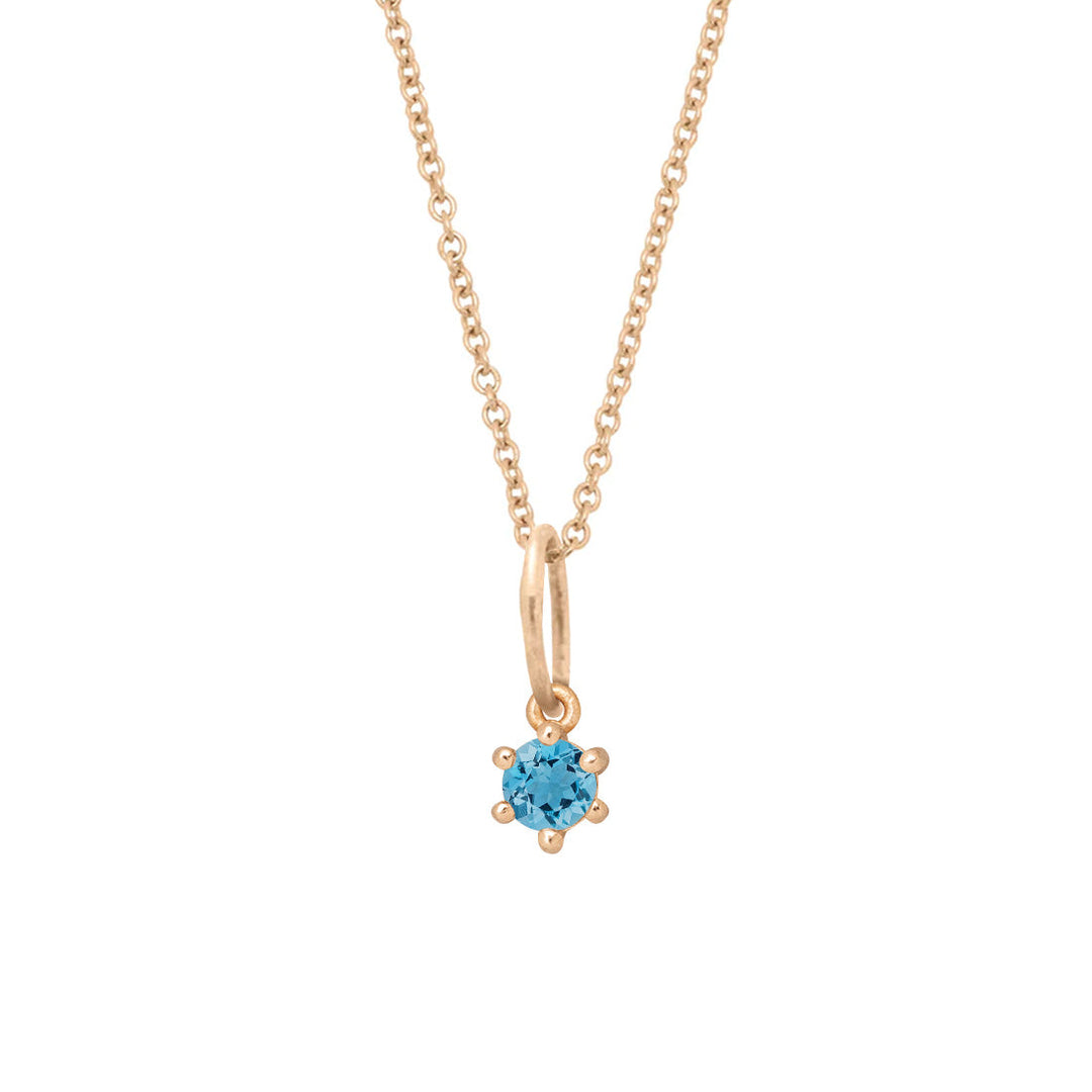 Ethical Topaz Charm - 3mm December Birthstone Gold Necklace  By Valley Rose Ethical Jewelry