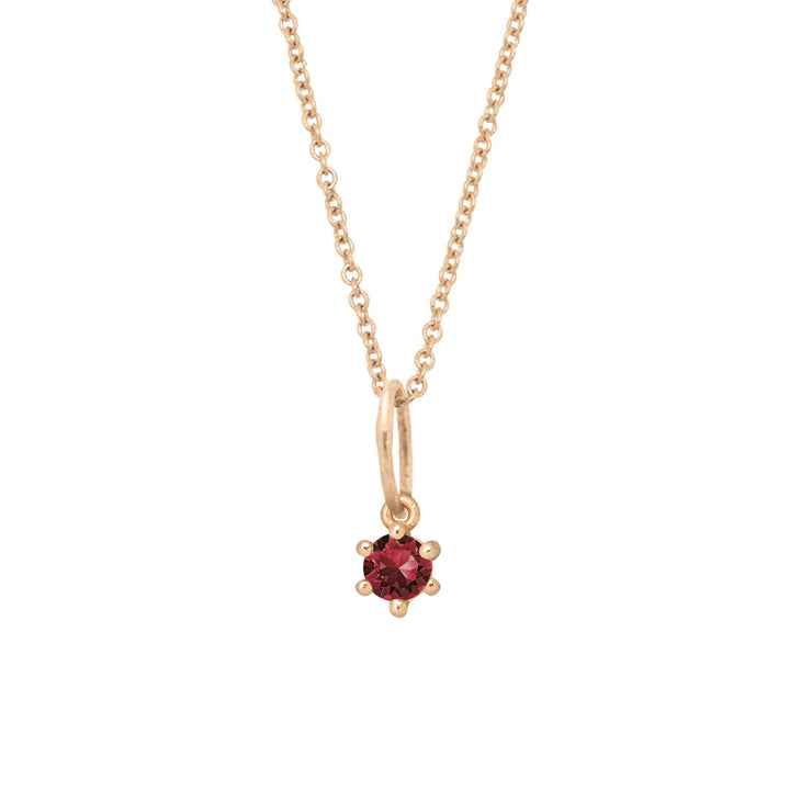 Ethical Garnet Charm - 3mm January Birthstone Gold Necklace  By Valley Rose Ethical Jewelry
