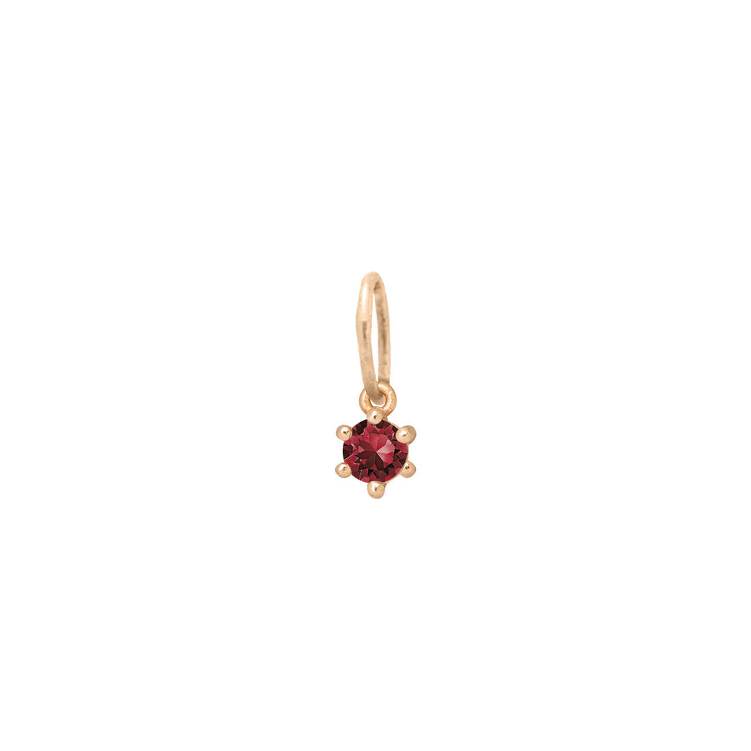 Ethical Garnet Charm - 3mm January Birthstone Gold Necklace  By Valley Rose Ethical Jewelry