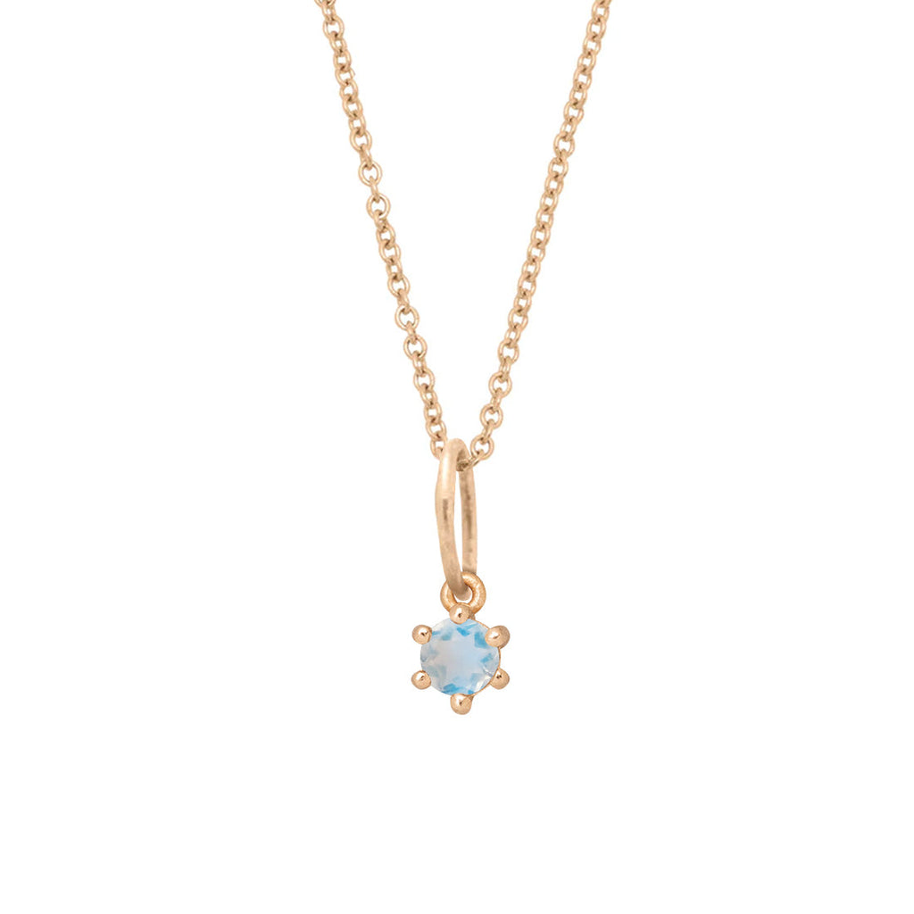 Ethical Moonstone Charm - 3mm June Birthstone Gold Necklace  By Valley Rose Ethical Jewelry