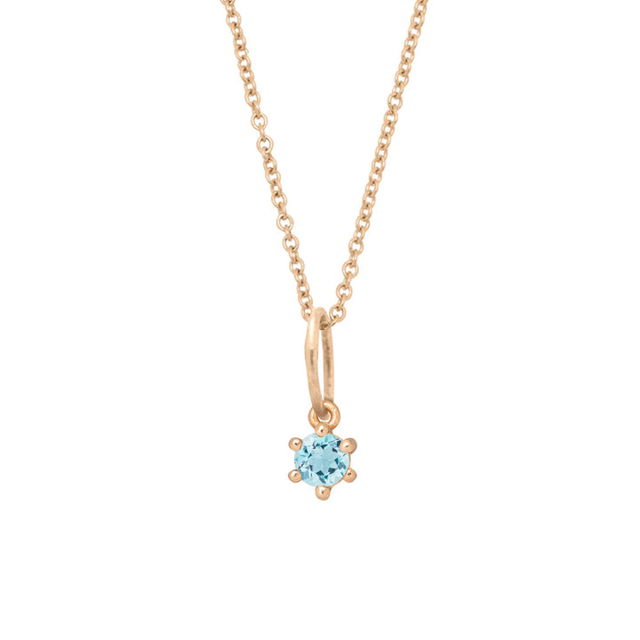 Ethical Aquamarine Charm - 3mm March Birthstone Gold Necklace  By Valley Rose Ethical Jewelry