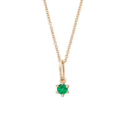 Ethical Emerald Charm - 3mm May Birthstone Gold Necklace  By Valley Rose Ethical Jewelry