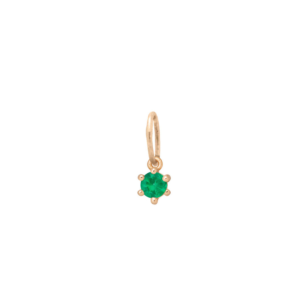 Ethical Emerald Charm - 3mm May Birthstone Gold Necklace  By Valley Rose Ethical Jewelry