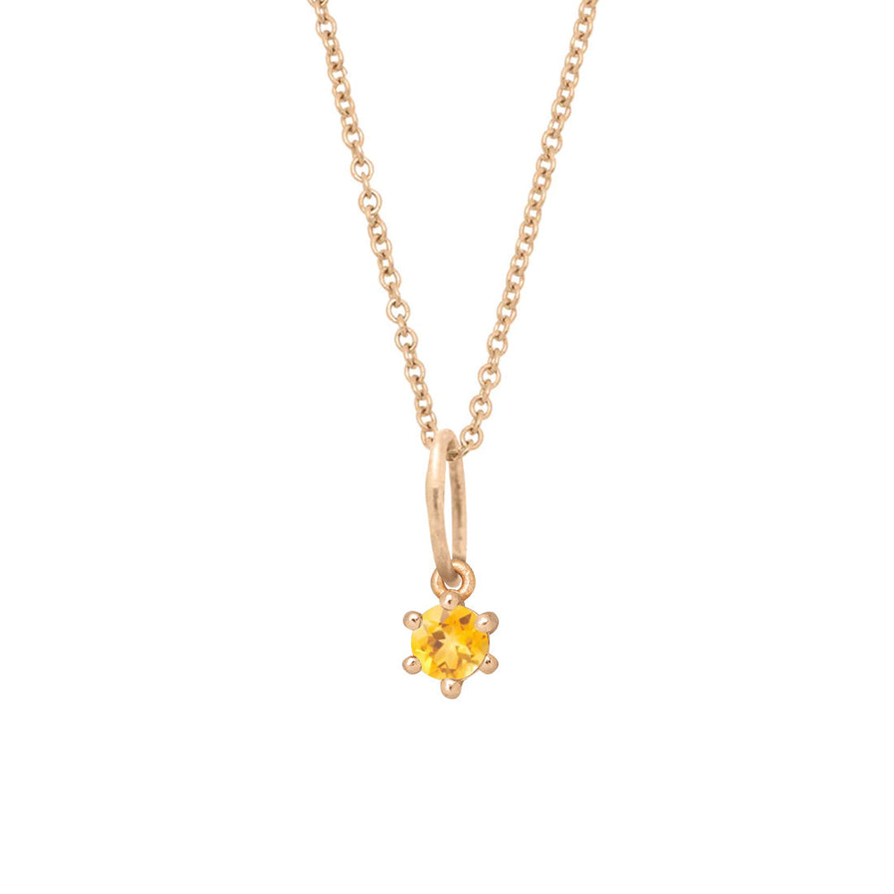 Ethical Citrine Charm - 3mm November Birthstone Gold Necklace  By Valley Rose Ethical Jewelry