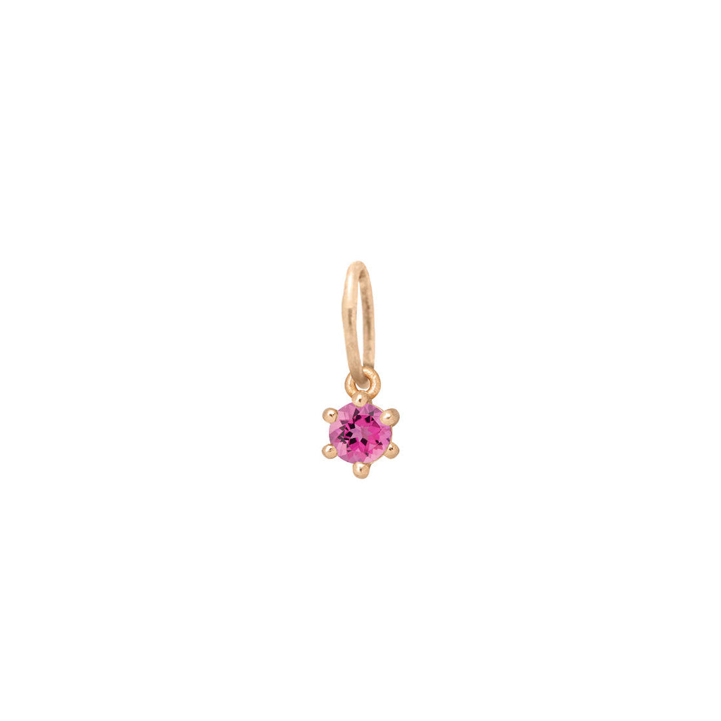 Ethical Pink Tourmaline Charm - 3mm October Gold Birthstone Necklace  By Valley Rose Ethical Jewelry