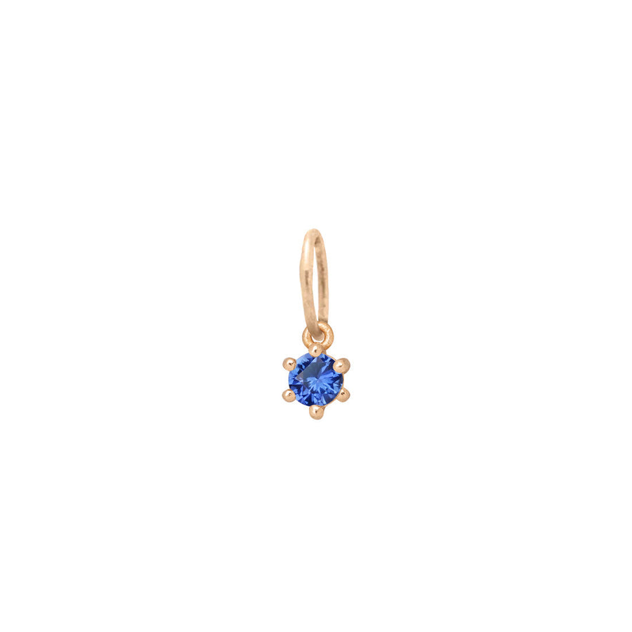 Ethical Blue Sapphire Charm - 3mm September Gold Birthstone Necklace  By Valley Rose Ethical Jewelry