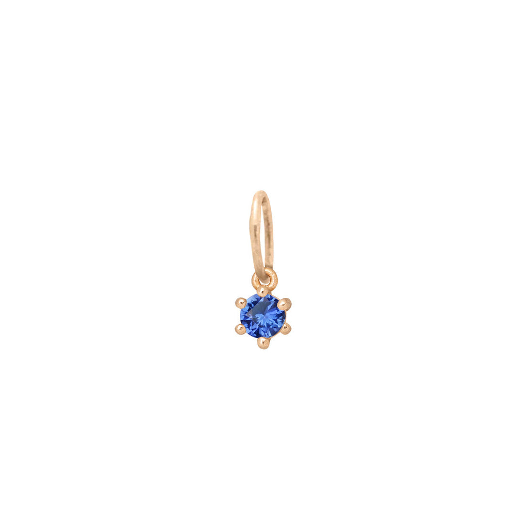 Ethical Blue Sapphire Charm - 3mm September Gold Birthstone Necklace  By Valley Rose Ethical Jewelry