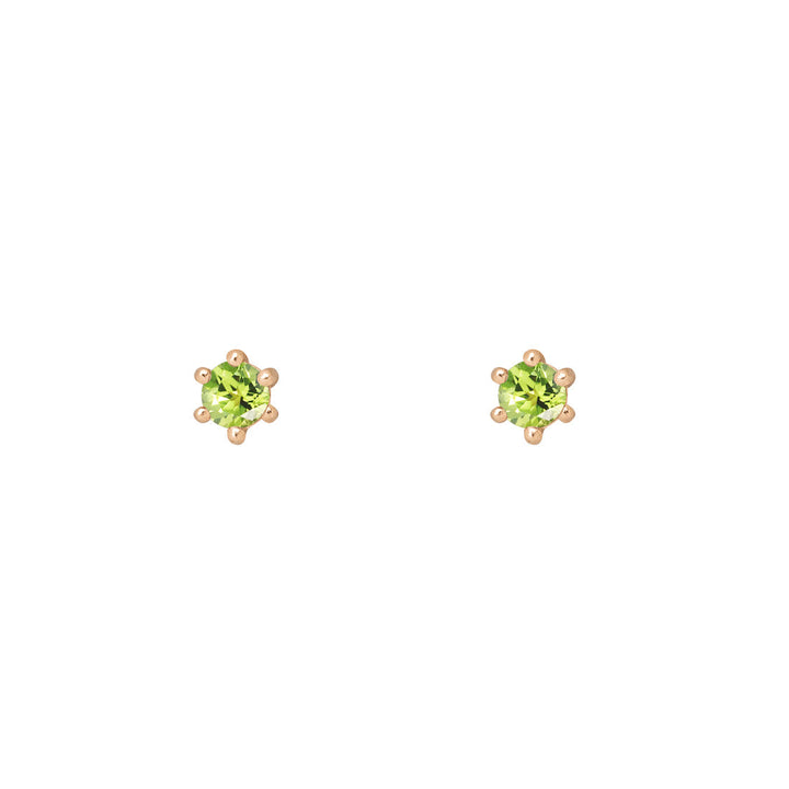 Ethical Peridot Studs - 3mm August Birthstone Gold Earrings Single By Valley Rose Ethical Jewelry