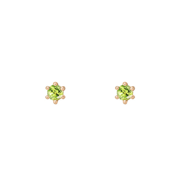 Ethical Peridot Studs - 3mm August Birthstone Gold Earrings Single By Valley Rose Ethical Jewelry