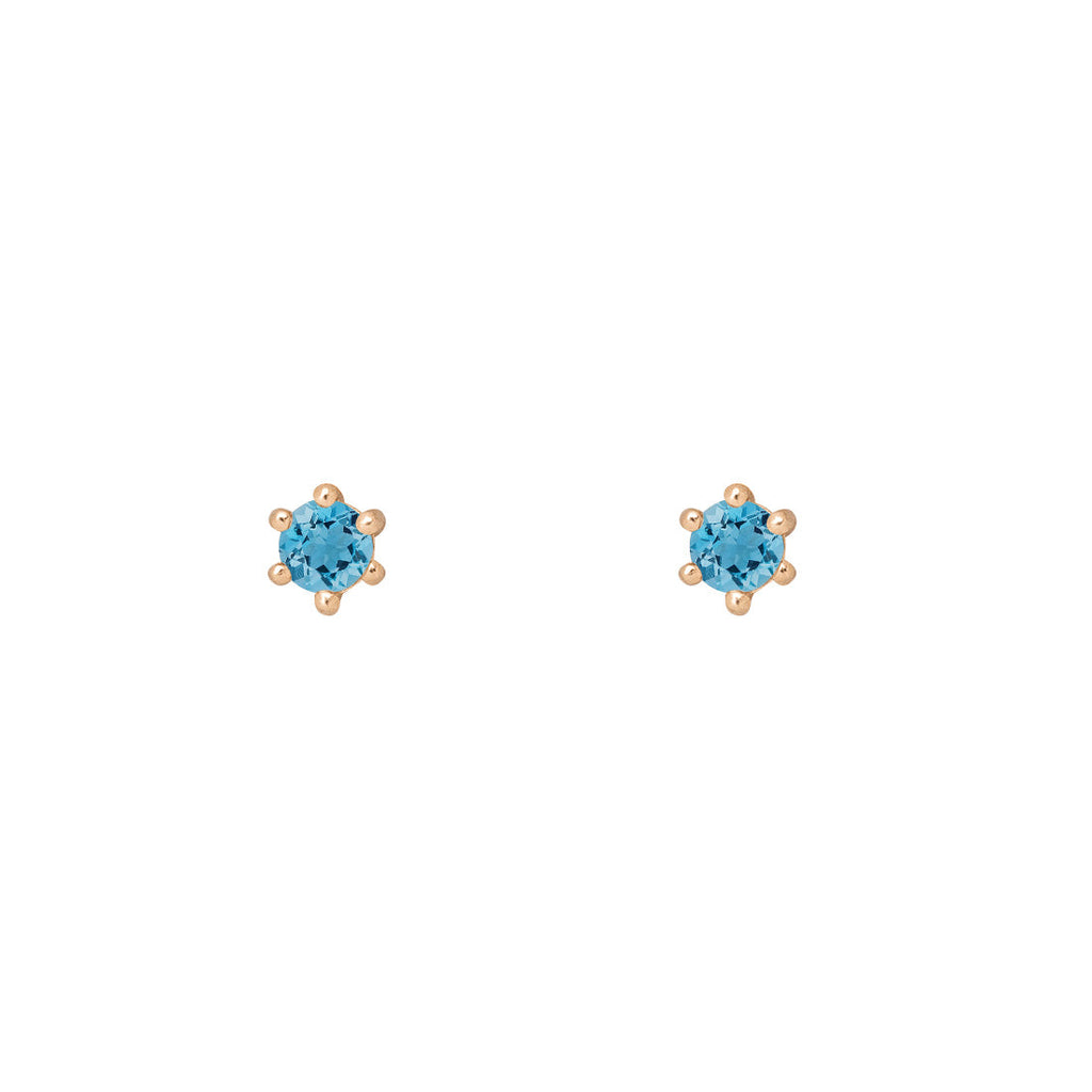Ethical Topaz Studs - 3mm December Birthstone Gold Earrings Single By Valley Rose Ethical Jewelry