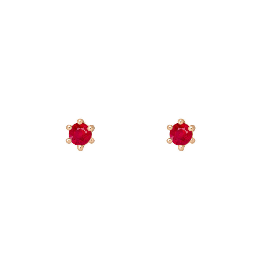 Ethical Ruby Studs - 3mm July Birthstone Gold Earrings Single By Valley Rose Ethical Jewelry