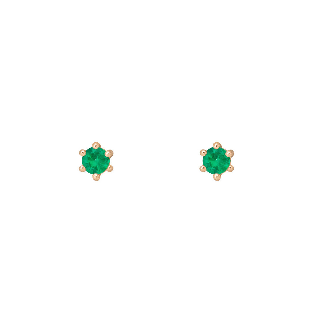 Ethical Emerald Studs - 3mm May Birthstone Gold Earrings Single By Valley Rose Ethical Jewelry