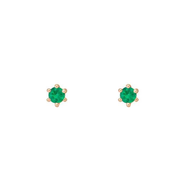 Ethical Emerald Studs - 3mm May Birthstone Gold Earrings Single By Valley Rose Ethical Jewelry