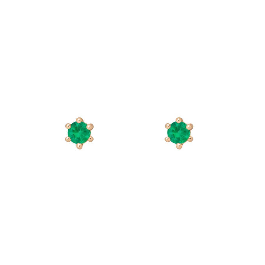 Ethical Emerald Studs - 3mm May Birthstone Gold Earrings Single By Valley Rose Ethical Jewelry