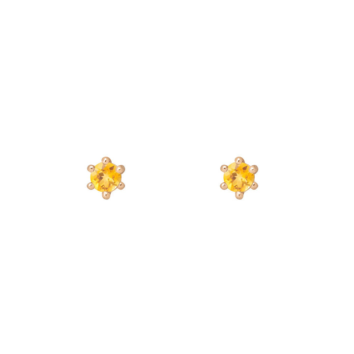 Ethical Citrine Studs - 3mm November Birthstone Gold Earrings Single By Valley Rose Ethical Jewelry