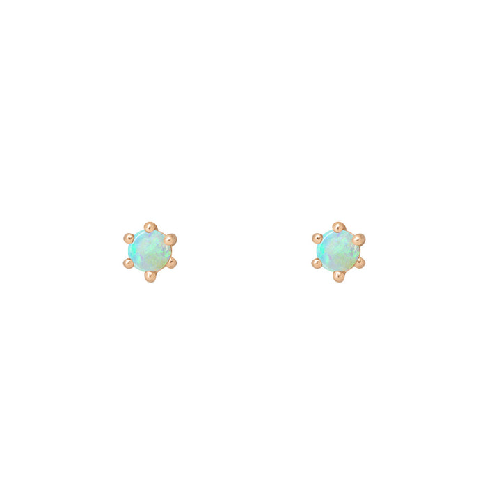 Ethical Opal Studs - 3mm October Birthstone Gold Earrings Single By Valley Rose Ethical Jewelry