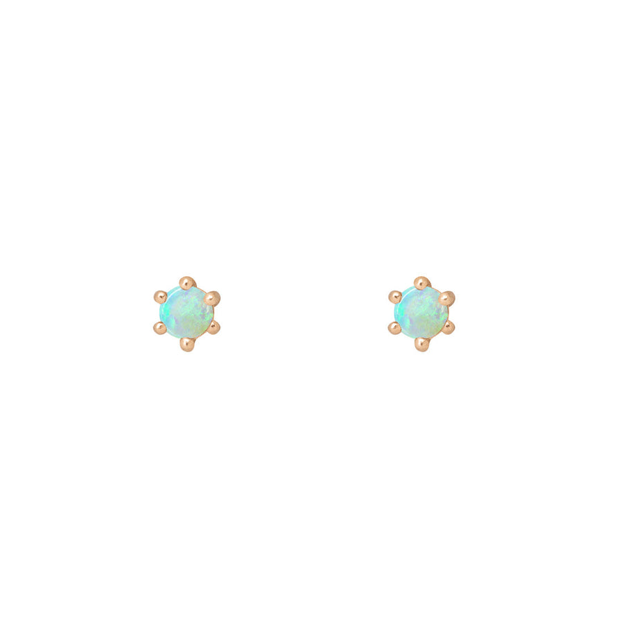 Ethical Opal Studs - 3mm October Birthstone Gold Earrings Single By Valley Rose Ethical Jewelry