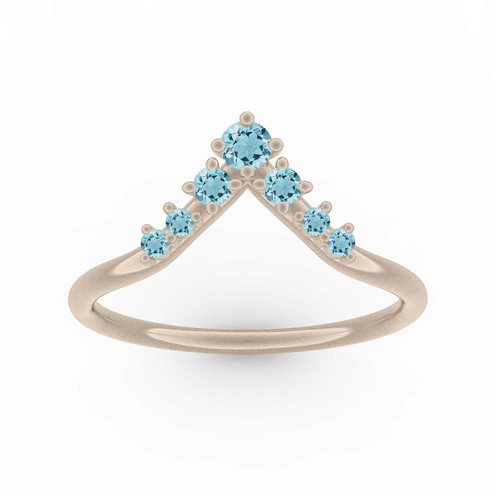 Blue Aquamarine Stackable Wedding Band - Stacked Wedding Ring By Valley Rose