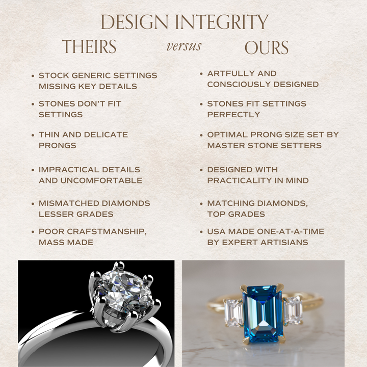 Blue Sapphire Emerald Cut Engagement Ring Three Stone By Valley Rose