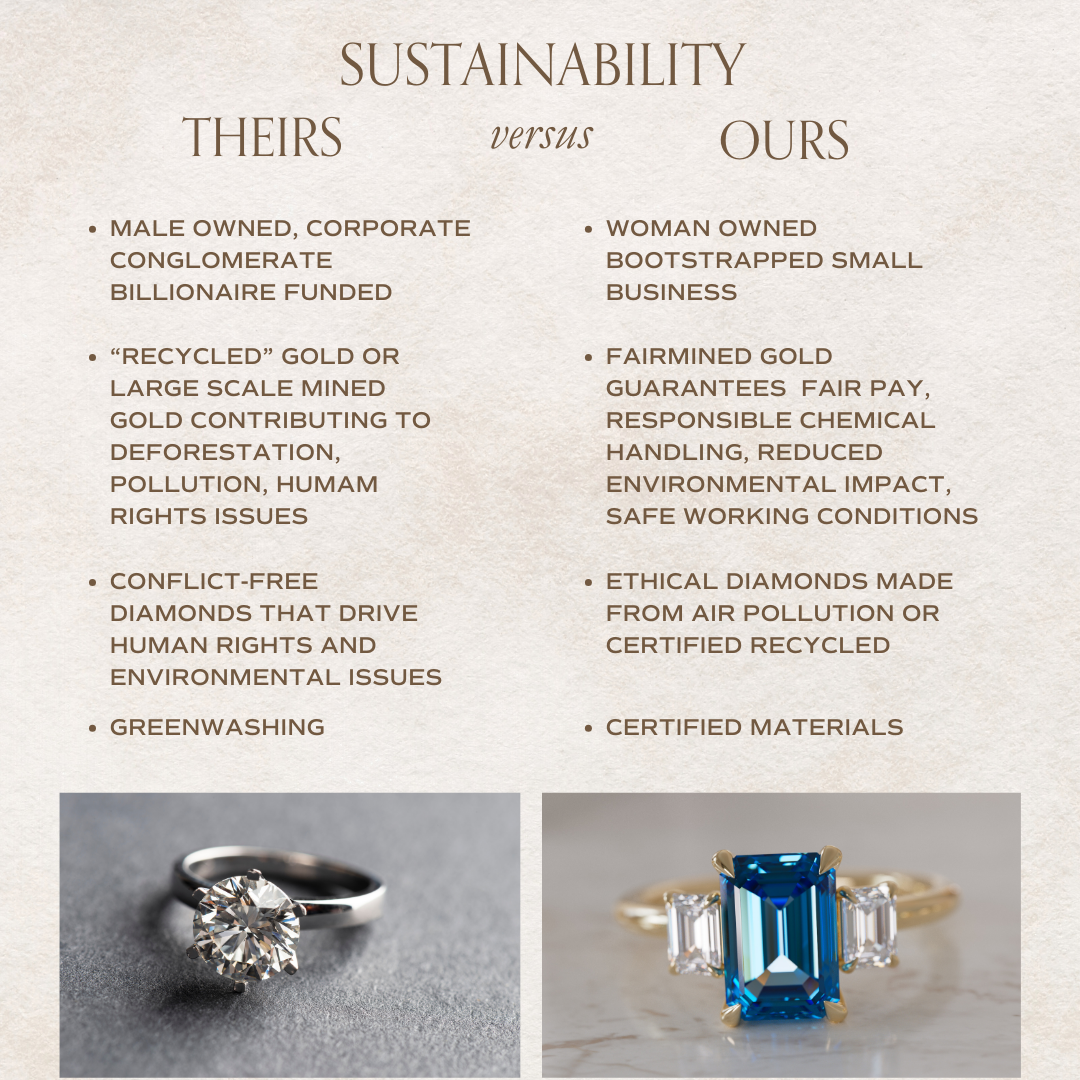 Blue Sapphire Emerald Cut Engagement Ring Three Stone By Valley Rose