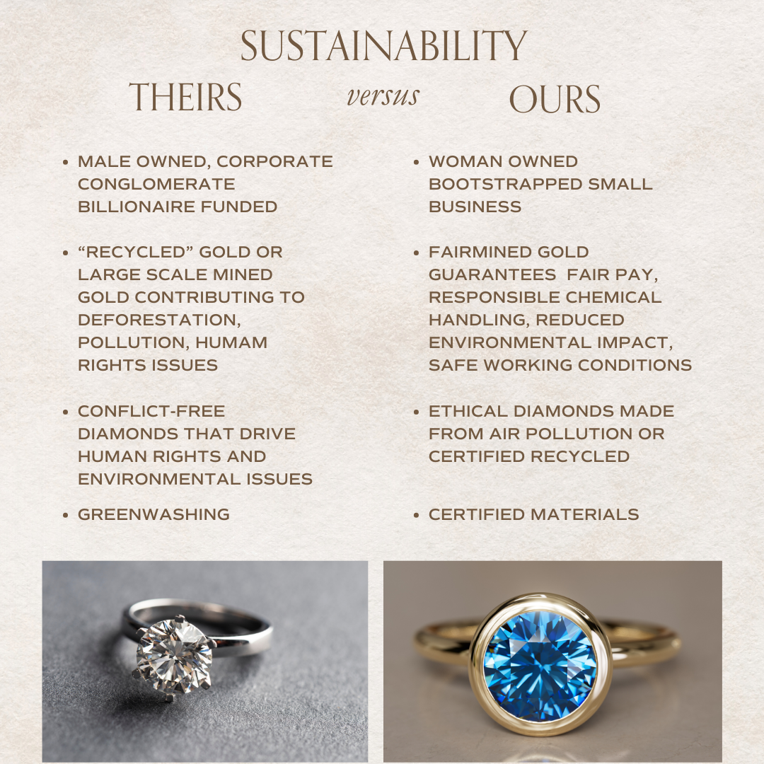 Blue Sapphire Engagement Ring, Bezel Round Cut Solitaire By Valley Rose