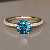 Blue Sapphire Engagement Ring Solitaire with Pavé Band By Valley Rose