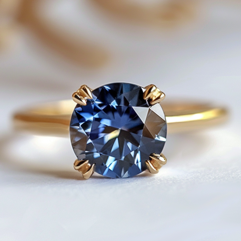 Blue solitaire diamond ring discount