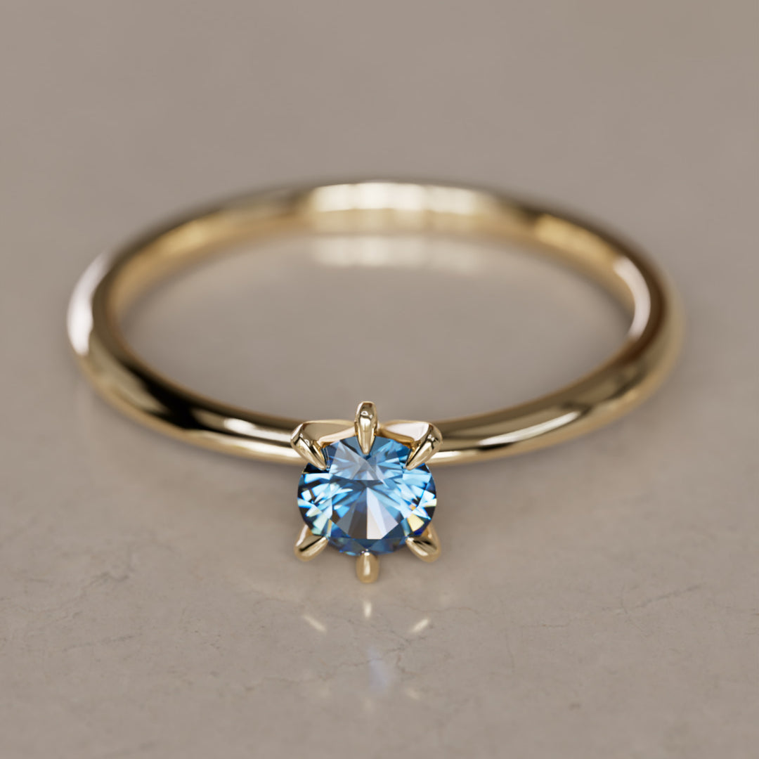 Boreal Blue Sapphire Solitaire Dainty Modern Unique Engagement Ring or Promise Ring By Valley Rose