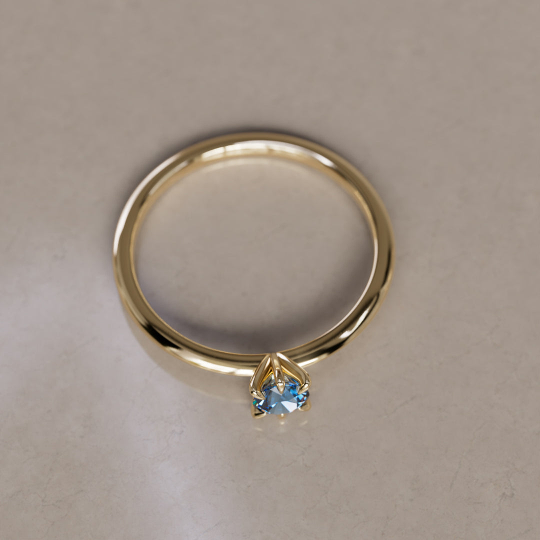Boreal Blue Sapphire Solitaire Dainty Modern Unique Engagement Ring or Promise Ring By Valley Rose