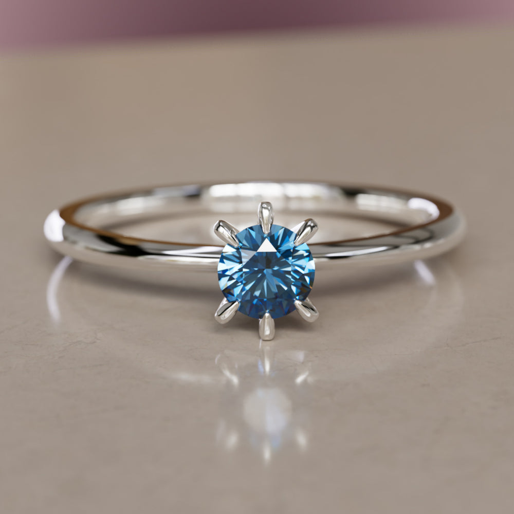 Boreal Blue Sapphire Solitaire Dainty Modern Unique Engagement Ring or Promise Ring By Valley Rose