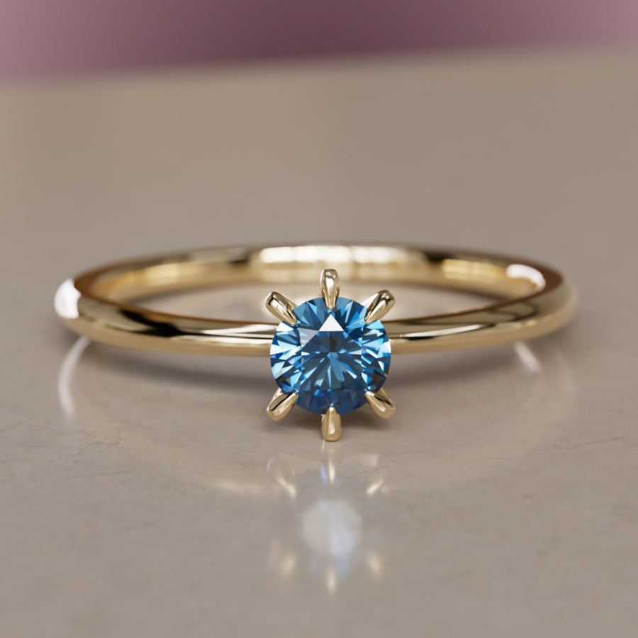 Boreal Blue Sapphire Solitaire Dainty Modern Unique Engagement Ring or Promise Ring By Valley Rose