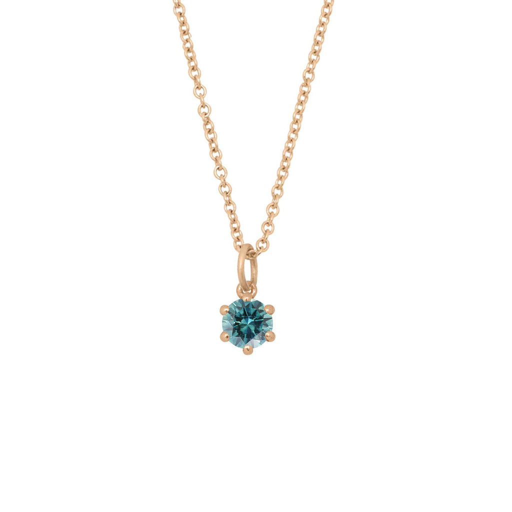 Ethically Sourced Teal Sapphire Charm in 14k Gold Teal Sapphire By Valley Rose Ethical Jewelry