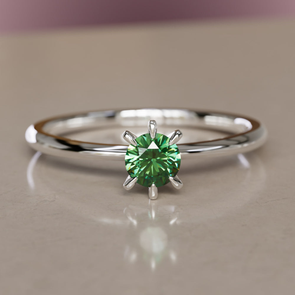 Boreal Green Sapphire Solitaire Dainty Modern Unique Engagement Ring or Promise Ring By Valley Rose
