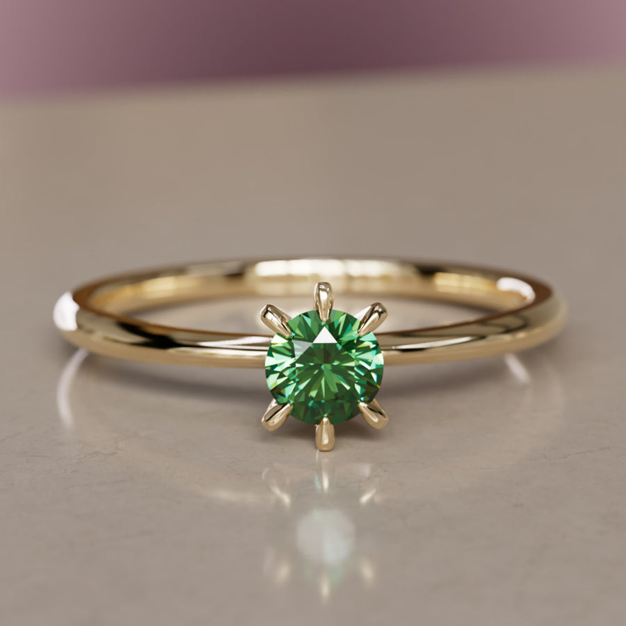 Boreal Green Sapphire Solitaire Dainty Modern Unique Engagement Ring or Promise Ring By Valley Rose