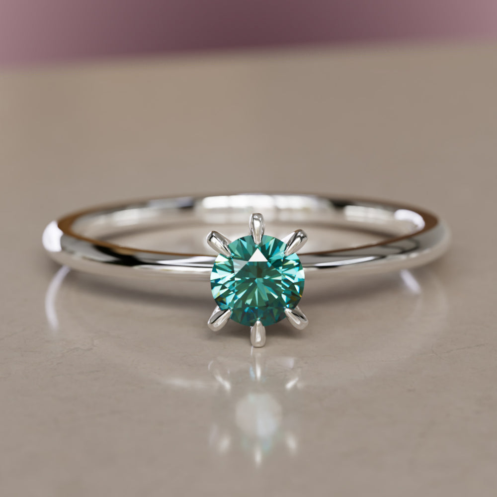 Boreal Teal Sapphire Dainty Modern Unique Engagement Ring or Promise Ring By Valley Rose