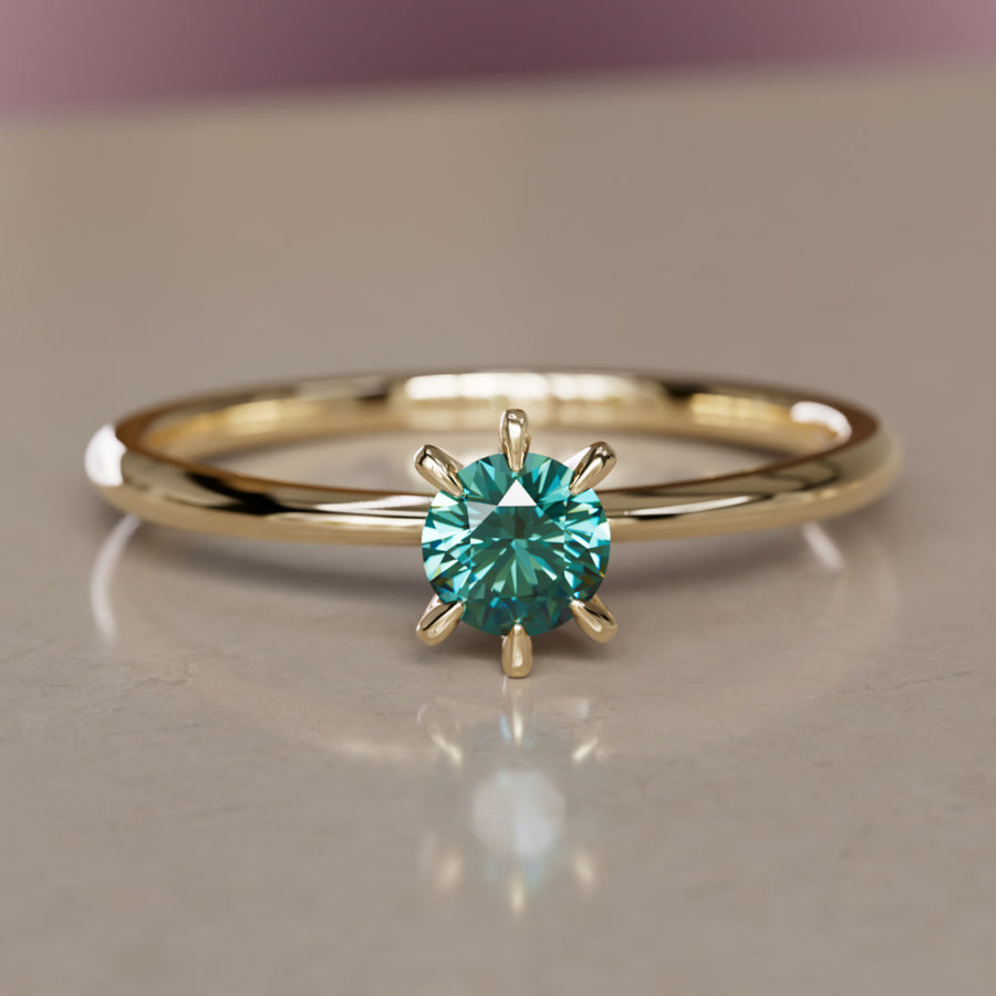 Boreal Teal Sapphire Dainty Modern Unique Engagement Ring or Promise Ring By Valley Rose