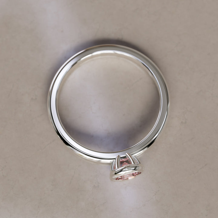 Cosette Dainty Pink Lab Grown Diamond Modern Unique Bezel Engagement Ring