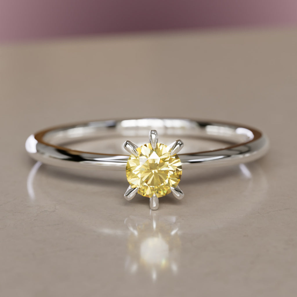 Hera Yellow Lab Grown Diamond Dainty Modern Unique Engagement Ring