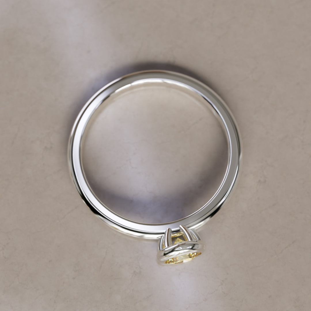 Cosette Dainty Yellow Lab Grown Diamond Modern Unique Bezel Engagement Ring