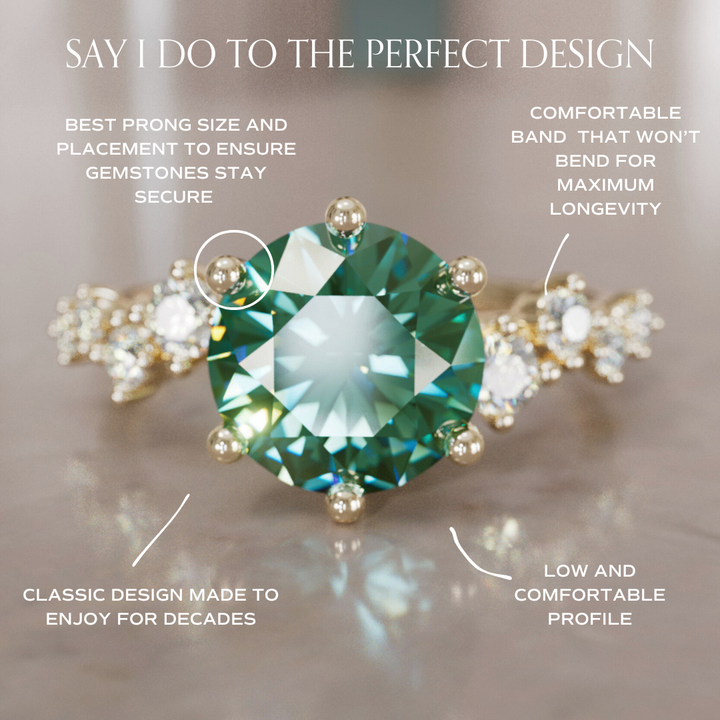 Celestial engagement ring Nature Inspired with Pear Green Sapphire By Valley Rose