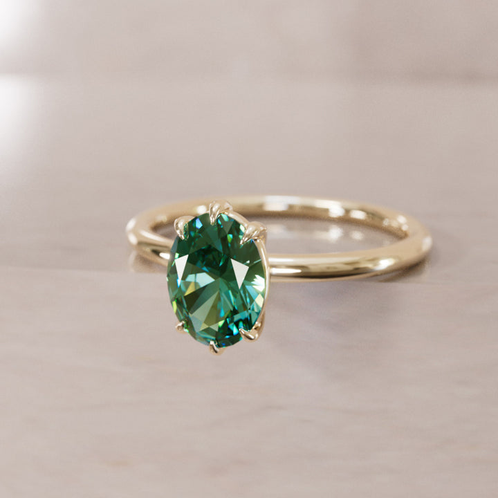 Oval Green Sapphire Engagement Ring Solitaire By Valley Rose