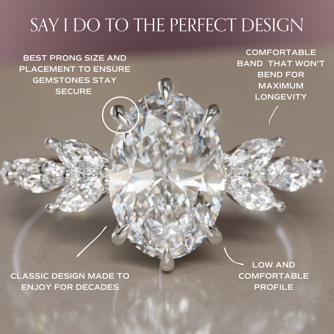 Calla Oval Lab Diamond Engagement Flower Ring Nature Inspired By Valley Rose