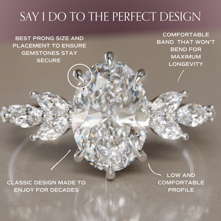 Calla Oval Lab Diamond Engagement Flower Ring Nature Inspired By Valley Rose